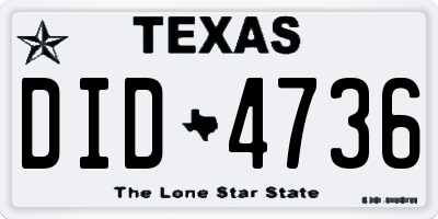 TX license plate DID4736