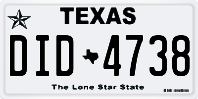 TX license plate DID4738