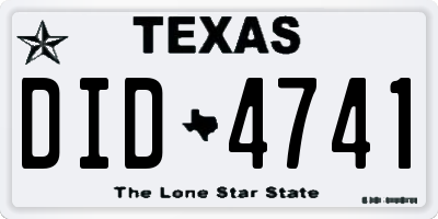 TX license plate DID4741