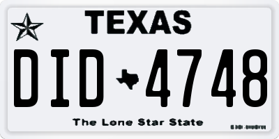 TX license plate DID4748