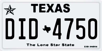 TX license plate DID4750