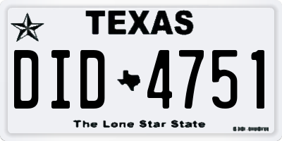 TX license plate DID4751