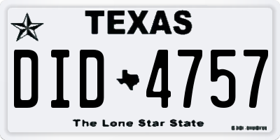 TX license plate DID4757