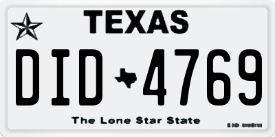 TX license plate DID4769