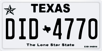 TX license plate DID4770