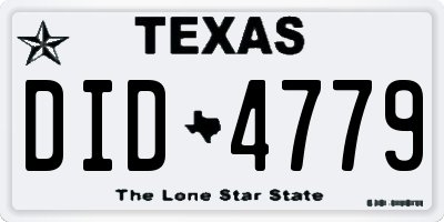 TX license plate DID4779
