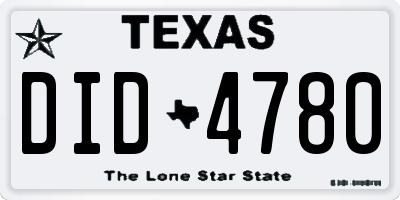 TX license plate DID4780