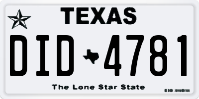TX license plate DID4781