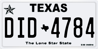 TX license plate DID4784