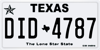 TX license plate DID4787