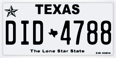 TX license plate DID4788
