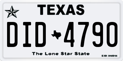 TX license plate DID4790