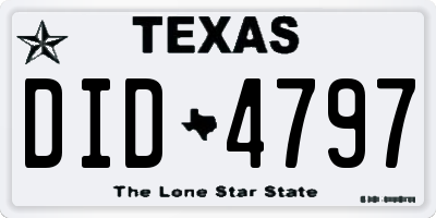 TX license plate DID4797