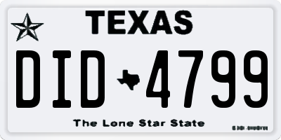 TX license plate DID4799