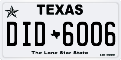 TX license plate DID6006