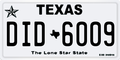 TX license plate DID6009