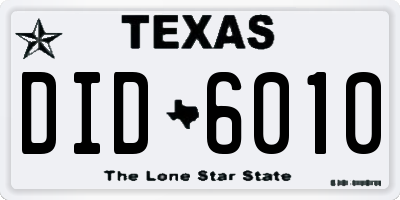 TX license plate DID6010