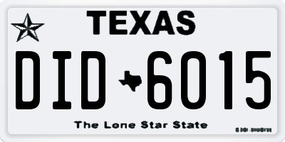 TX license plate DID6015