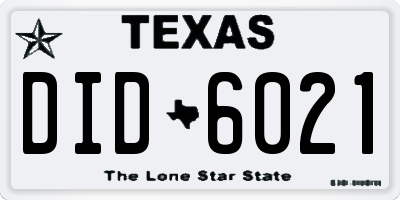 TX license plate DID6021
