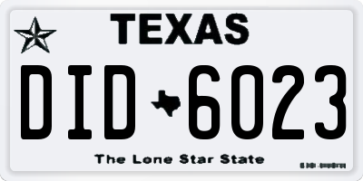 TX license plate DID6023