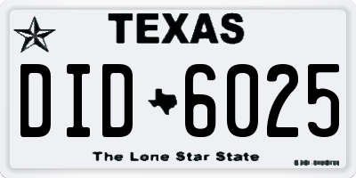 TX license plate DID6025