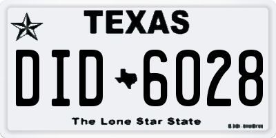 TX license plate DID6028