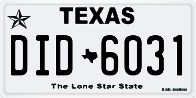 TX license plate DID6031