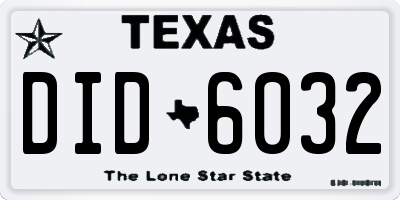 TX license plate DID6032
