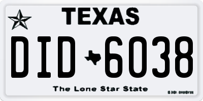 TX license plate DID6038