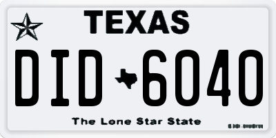 TX license plate DID6040