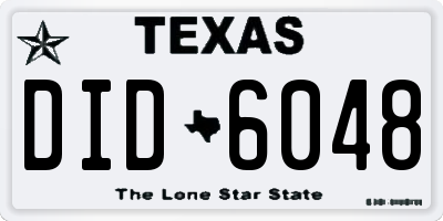 TX license plate DID6048