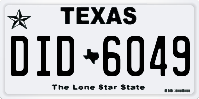TX license plate DID6049