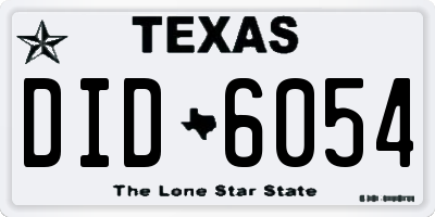 TX license plate DID6054