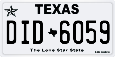 TX license plate DID6059