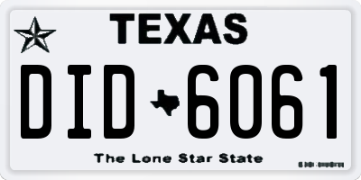 TX license plate DID6061