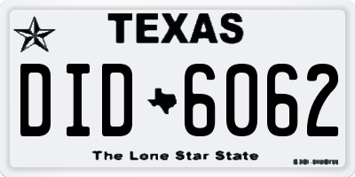 TX license plate DID6062