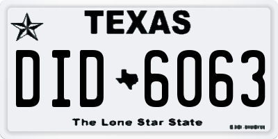 TX license plate DID6063