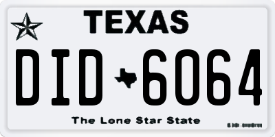 TX license plate DID6064
