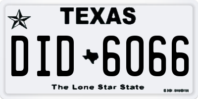 TX license plate DID6066