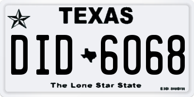 TX license plate DID6068