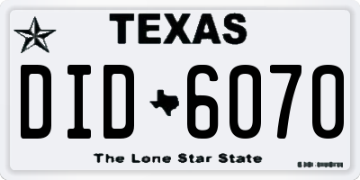 TX license plate DID6070