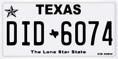 TX license plate DID6074