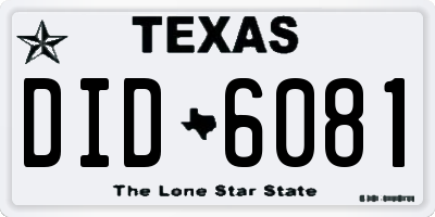 TX license plate DID6081