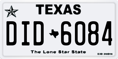 TX license plate DID6084