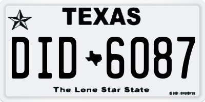 TX license plate DID6087