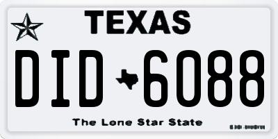 TX license plate DID6088