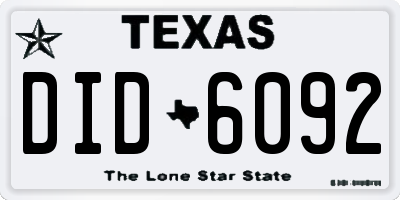 TX license plate DID6092