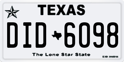 TX license plate DID6098