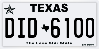 TX license plate DID6100