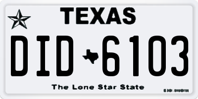 TX license plate DID6103